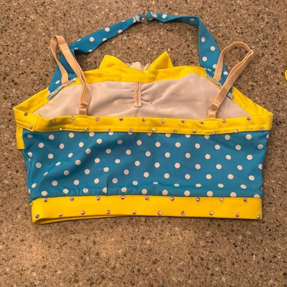 WEISSMAN Dive In The Pool Retro Two Piece Dance Costume Rhinestones Added